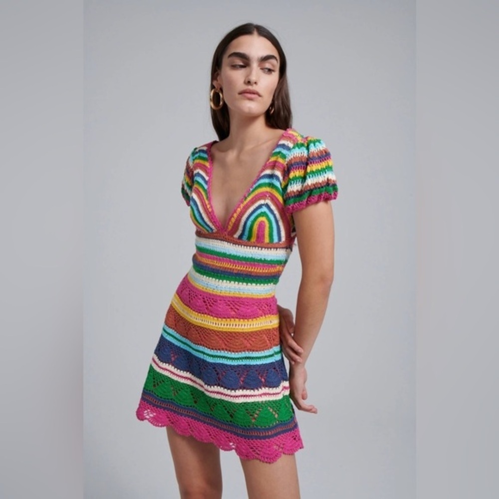 NWT Love the Label Larona Rainbow Crochet Dress Size XS - Picture 10 of 11